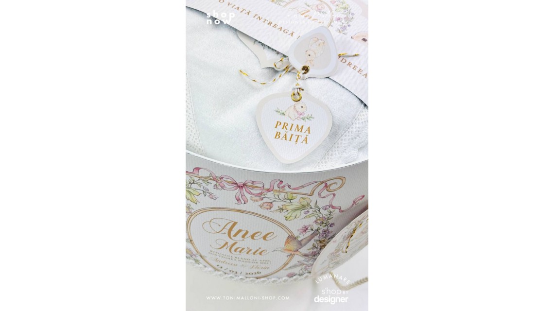 Set Prima Băiță cu Nașii după Botez Belle Époque Floral Garden 12